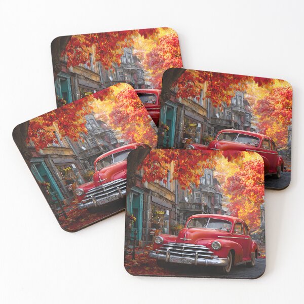 Item preview, Charming Vintage Car Amidst Autumn Leaves designed and sold by Artessie.