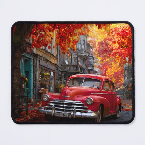 Item preview, Charming Vintage Car Amidst Autumn Leaves designed and sold by Artessie.