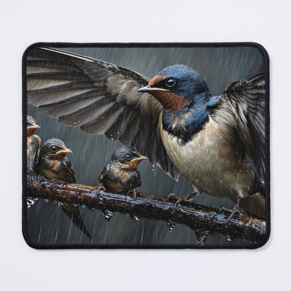 Item preview, A Swift Parent Bird Caring for Its Chicks in Rain designed and sold by Artessie.