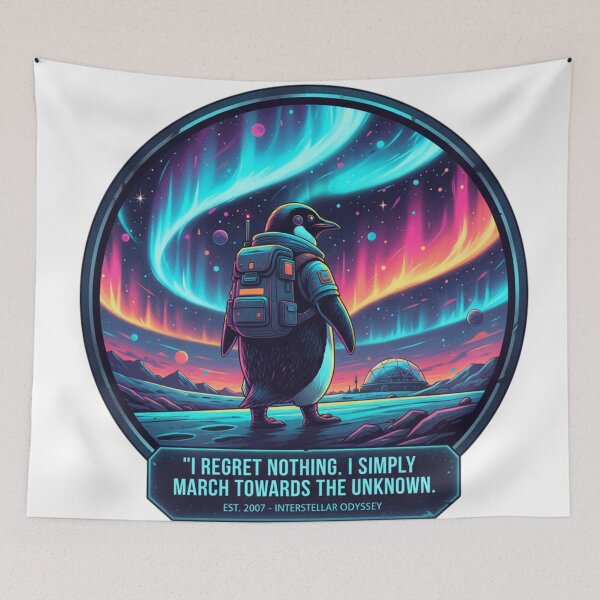 Item preview, The Nihilist Penguin - I Regret Nothing - Wandering Penguin Poster  Description designed and sold by MarElfArtelier.