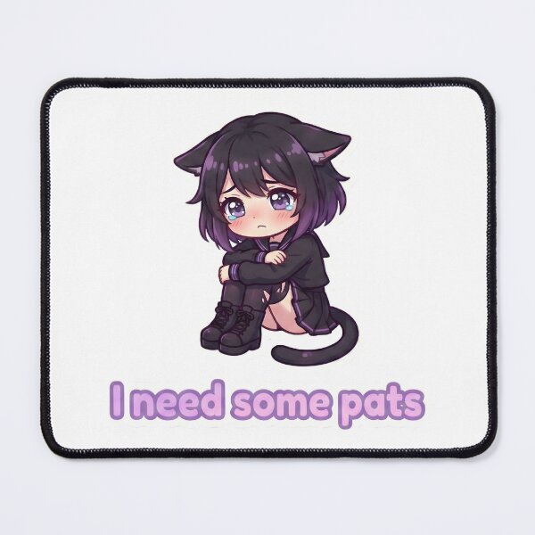 Item preview, "I Need Some Pats" Sad Cat Girl Sticker designed and sold by MitniChan.