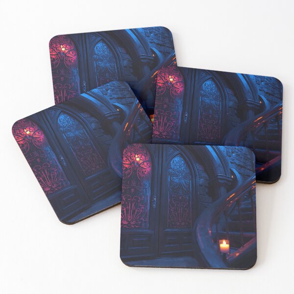 Item preview, Gothic Castle Door Candlelit Staircase Dark Fantasy Interior designed and sold by athanasioungr.