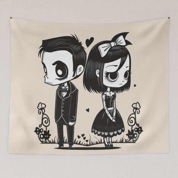 Item preview, Shy Gothic Couple Spooky Cute Romance designed and sold by BetOova.