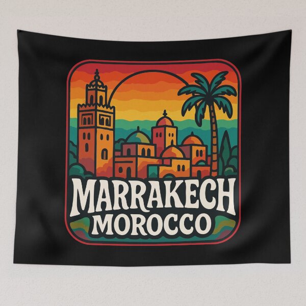 Item preview, Marrakech Morocco Retro Trippy Travel designed and sold by TomFrontierArt.