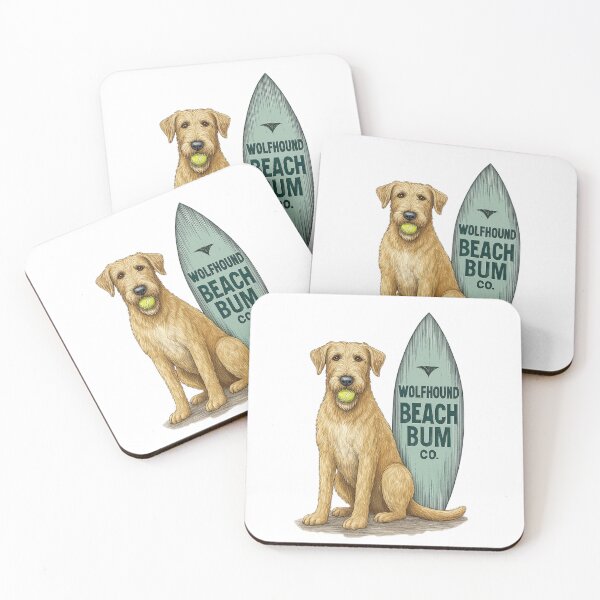 Item preview, Wheaton Irish Wolfhound with Surfboard with tennis ball - Wolfhound Beach Bum Co. designed and sold by Irish Wolfhound Central.