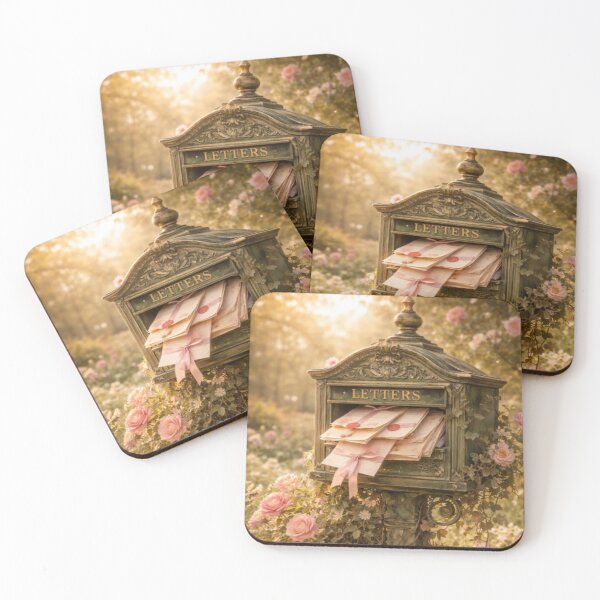 Item preview, Rose Garden Mailbox – Vintage Letters & Pink Ribbon Cottagecore Scene designed and sold by ArtFreshStudio.