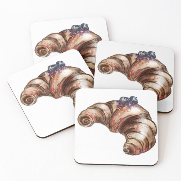 Item preview, French croissant with blueberry designed and sold by HappyVibeArt.