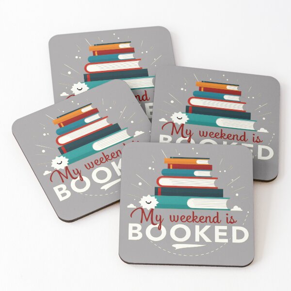 Item preview, Stacked books with text indicating weekend plans for reading and relaxation in a creative design designed and sold by SpaceartLilu.