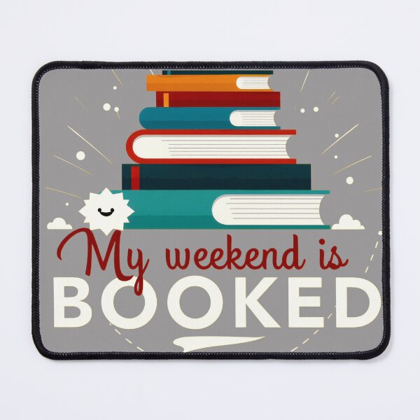 Item preview, Stacked books with text indicating weekend plans for reading and relaxation in a creative design designed and sold by SpaceartLilu.