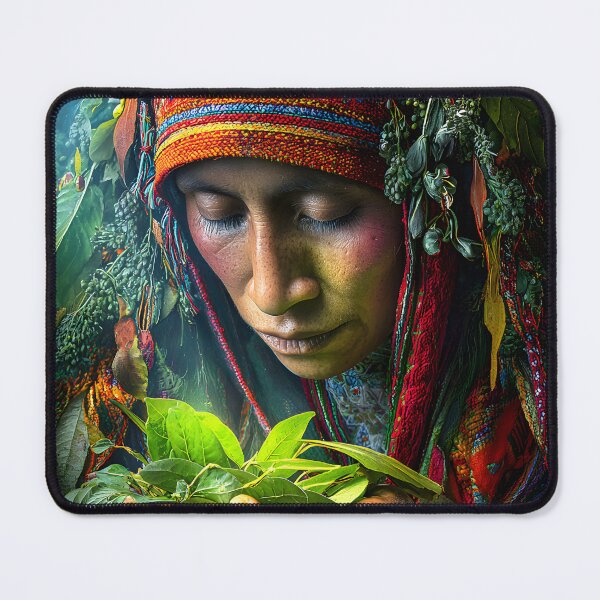 Item preview, Traditional healer with vibrant herbal attire and leaves designed and sold by Artessie.