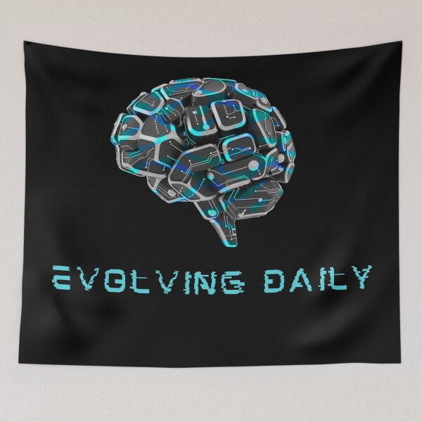 Item preview, Evolving Daily | Cybernetic Brain & Circuit Board Tech Design designed and sold by Tamer ⭐⭐⭐⭐⭐.