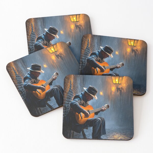 Item preview, Melancholic Musician Playing Guitar in the Rain designed and sold by Artessie.