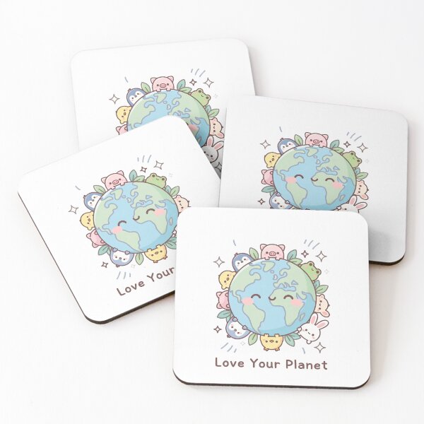 Item preview, Cute cartoon design with animals and flowers promoting environmental care and love for the planet designed and sold by SpaceartLilu.
