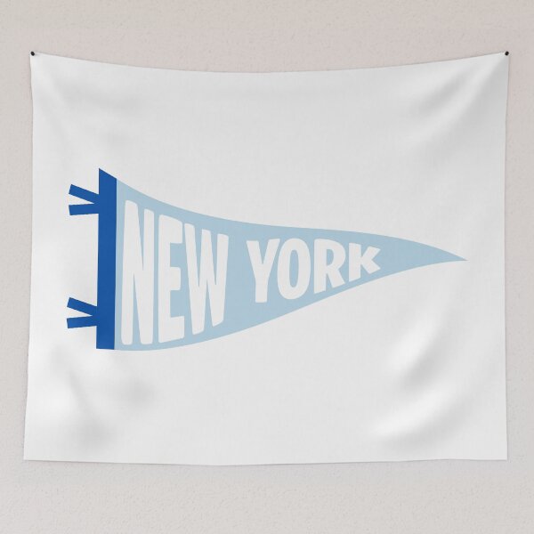 Item preview, Morningside Heights New York Vintage Pennant - Light Blue and White Retro Art designed and sold by Sparkledust Creations.
