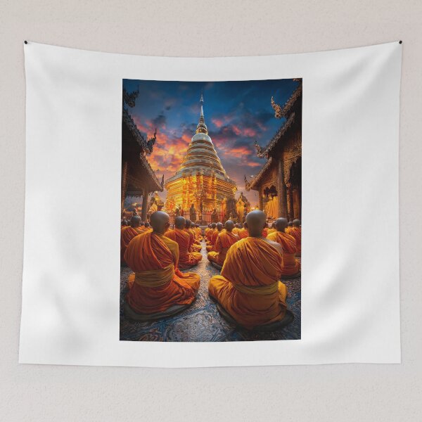 Item preview, Monks at Golden Temple During Sunset Reflection designed and sold by Artessie.