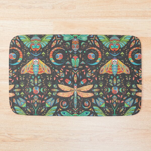 Item preview, supernova.calling_magical forest pattern, moon, insects, black background, hand drawn, bohemian designed and sold by Soulape.
