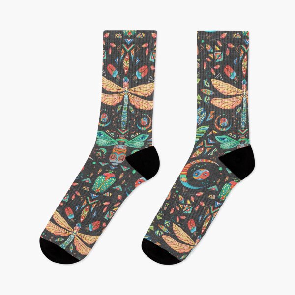 Item preview, supernova.calling_magical forest pattern, moon, insects, black background, hand drawn, bohemian designed and sold by Soulape.