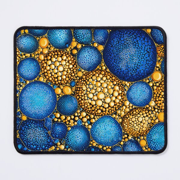 Item preview, Vibrant Blue and Yellow Abstract Bubble Composition designed and sold by Artessie.
