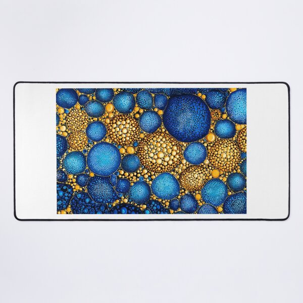 Item preview, Vibrant Blue and Yellow Abstract Bubble Composition designed and sold by Artessie.