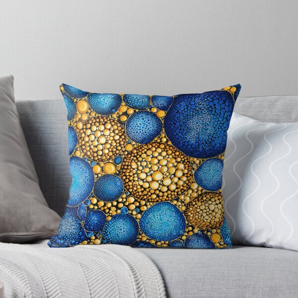 Item preview, Vibrant Blue and Yellow Abstract Bubble Composition designed and sold by Artessie.