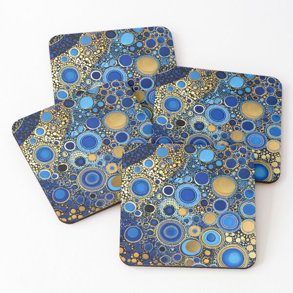 Item preview, Vibrant Blue and Yellow Abstract Bubble Composition designed and sold by Artessie.