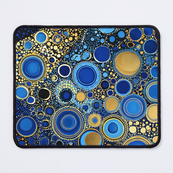 Item preview, Vibrant Blue and Yellow Abstract Bubble Composition designed and sold by Artessie.