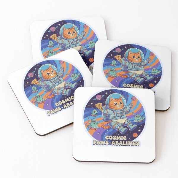 Item preview, Cosmic Paws-abilities: Astronaut Cat with Pizza in Space designed and sold by SlientOrbit.