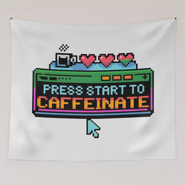 Item preview, Press Start to Caffeinate designed and sold by Bal Drops.