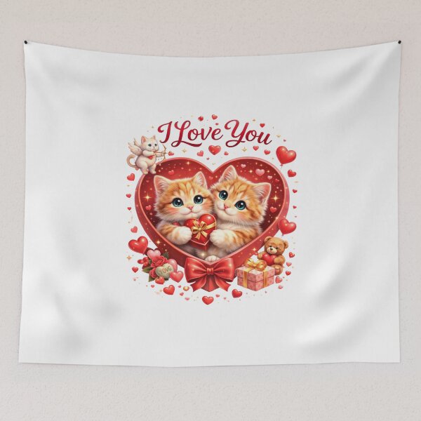 Item preview, Cute Valentine Cat Couple Quote I Love You designed and sold by PluffyPanda.