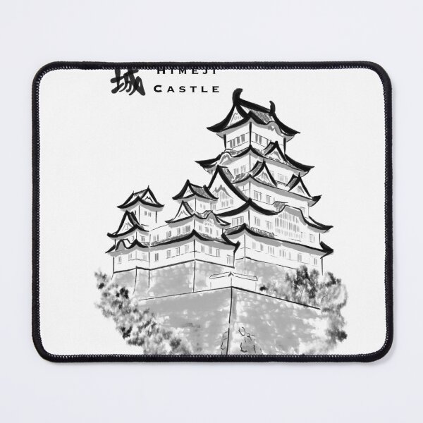 Item preview, Himeji Castle Vertical – Japanese Sumi-e Art Print designed and sold by ナツ道.