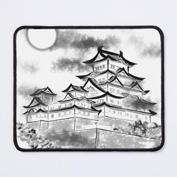 Item preview, Himeji Castle – Bold Sumi-e Ink Illustration designed and sold by ナツ道.