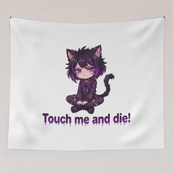 Item preview, "Touch Me and Die!" Angry Cat Girl Sticker designed and sold by MitniChan.