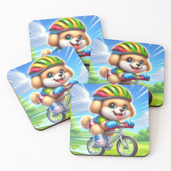 Item preview, Cute Cycling Dog Cartoon designed and sold by CuteThingsWorld.