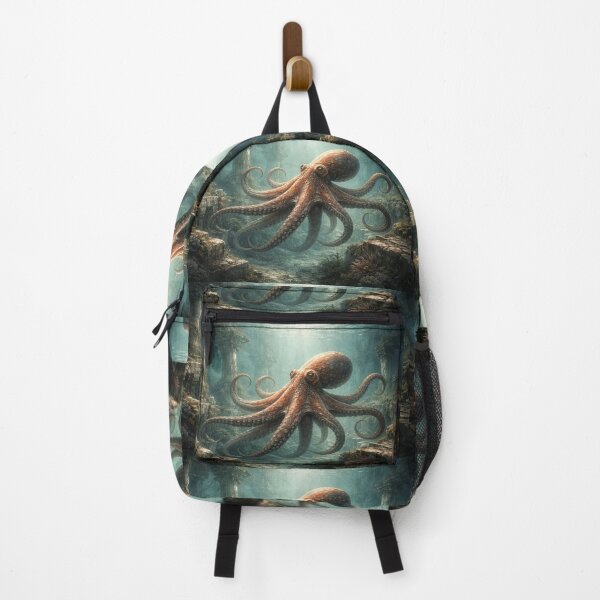 Item preview, Octopus in Underwater Ruins – Fantasy Ocean Art Illustration designed and sold by TroyTheTerrific.