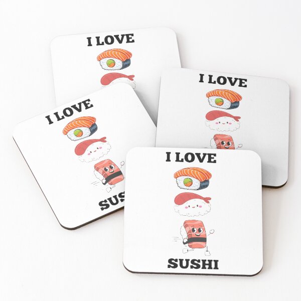 Item preview, I Love Sushi - Cute Kawaii Nigiri and Salmon Roll Cartoon designed and sold by mariavictoriamz.