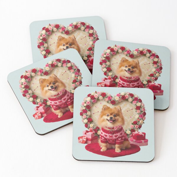 Item preview, Cute Pomeranian Dog Valentine's Day Floral Heart Wreath | Red Sweater & Gifts designed and sold by E-SarnEdge.