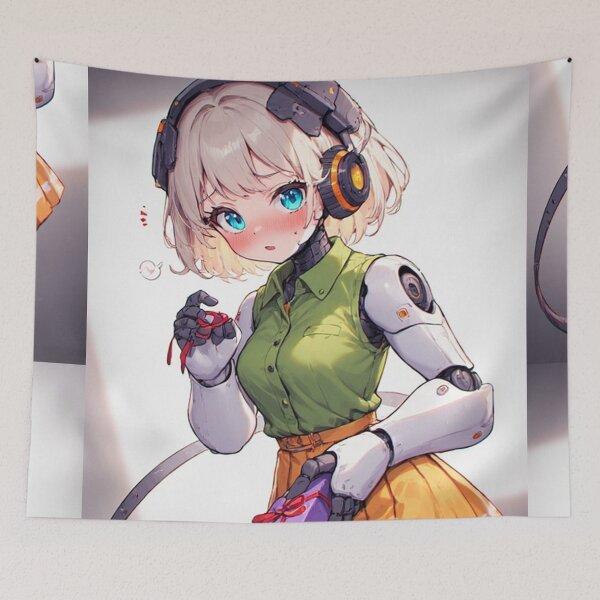 Item preview, Romantic anime android girl holding a gift designed and sold by ArtsJulian.