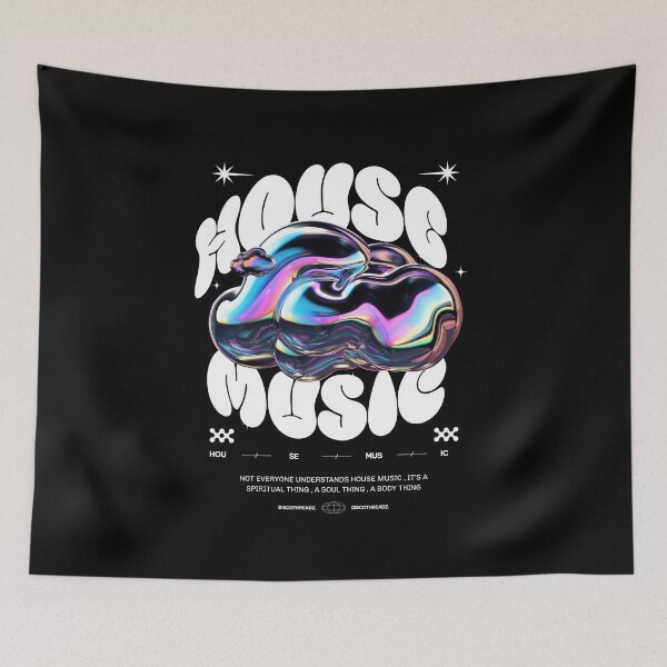 Item preview, HOUSE MUSIC  - Y2K Liquud Metal (White)  designed and sold by Discothreadz.