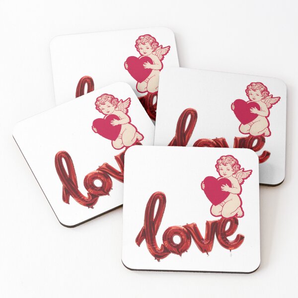 Item preview, Vintage Cupid Sitting on Red Foil Love Balloon designed and sold by StickerBuild07 .