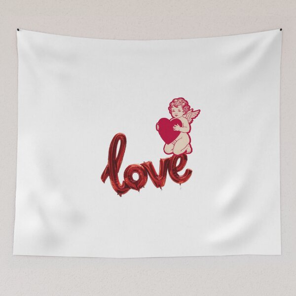 Item preview, Vintage Cupid Sitting on Red Foil Love Balloon designed and sold by StickerBuild07 .
