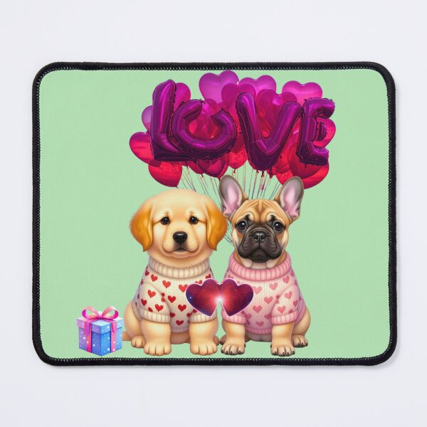 Item preview, Cute Golden Retriever & Black Lab Puppy Valentine | LOVE Balloons & Chocolates designed and sold by E-SarnEdge.