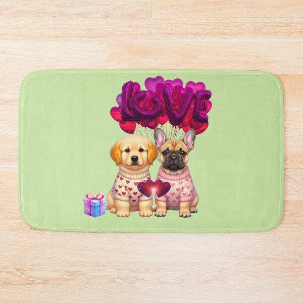 Item preview, Cute Golden Retriever & Black Lab Puppy Valentine | LOVE Balloons & Chocolates designed and sold by E-SarnEdge.