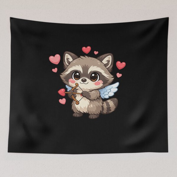 Item preview, Cute Cupid Raccoon Valentine  Kawaii Animal Love Illustration designed and sold by DailyDrivesct.