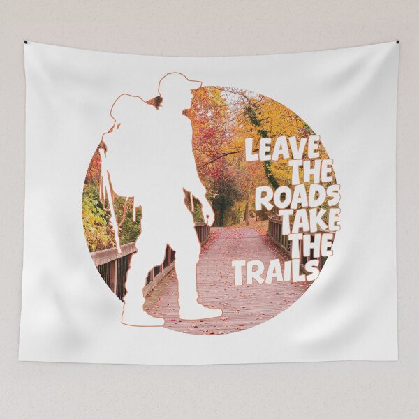 Item preview, Hiker with autumn forest background...Leave the roads take the trails designed and sold by CHASAcreative.