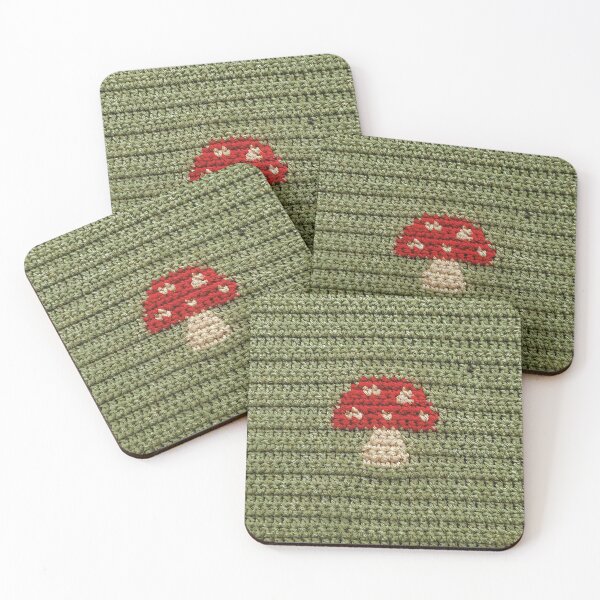 Item preview, Cute Red Crochet Mushroom Green designed and sold by TackyTime.