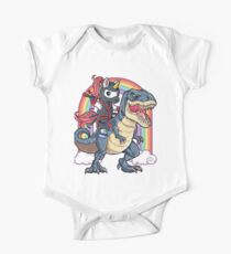 Einhorn-Ninja-Reitdinosaurier-T-Shirt T rex scherzt Mädchen-Jungen-Regenbogen-Gruppe nette Geschenk-Partei Baby Body Kurzarm
