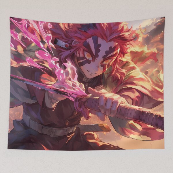 Item preview, Intense Akaza Demon Slayer battle energy fiery dramatic scene designed and sold by CarlosBender.