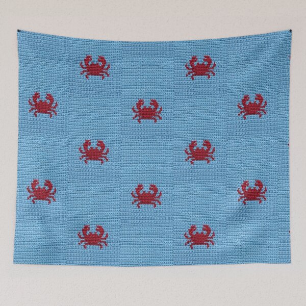 Item preview, Cute Red Crochet Crab Blue designed and sold by TackyTime.