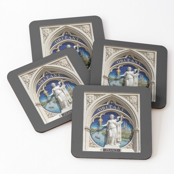 Item preview, Orleans France Art Deco Mosaic - Gold and Blue Allegory Poster designed and sold by FrancophileFun.
