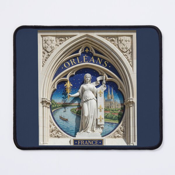 Item preview, Orleans France Art Deco Mosaic - Gold and Blue Allegory Poster designed and sold by FrancophileFun.